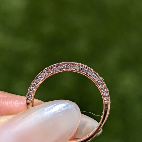 14k Rose Gold 3 Face Multi Micro Pave Diamond Band Ring - Picture 2 of 8